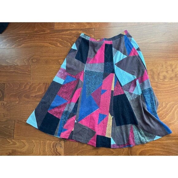 Maeve Anthropologie Colorblock Mini Skirt Flared A-Line Pleated Lined Stretch S - Picture 2 of 8